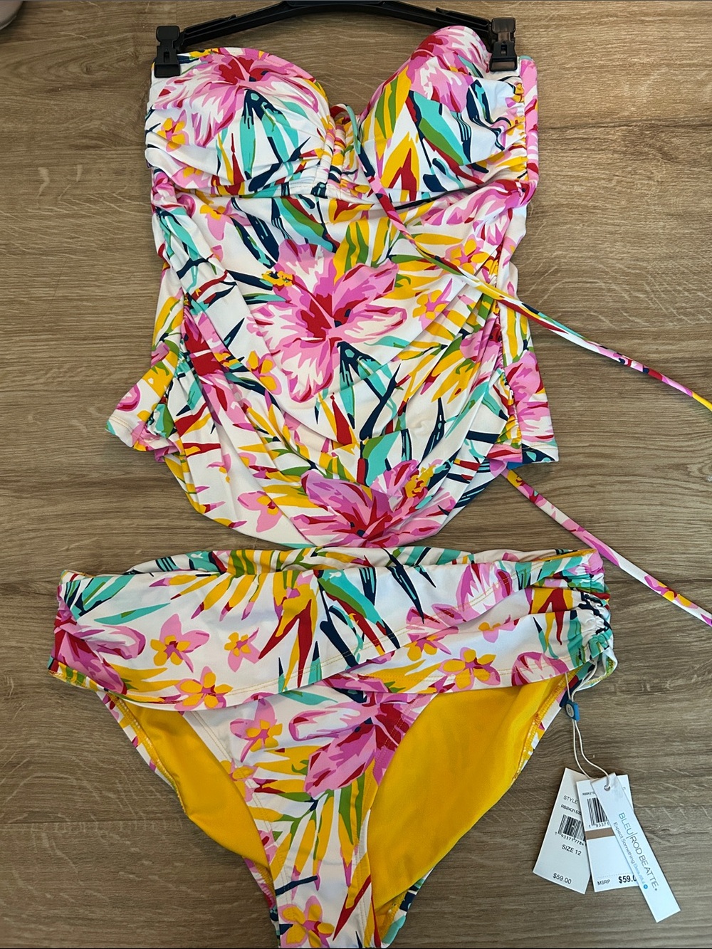 Bleu Rod Beattie Beachy Keen Floral Tankini Swimsuit Size 10 Top, Size 12 Bottom